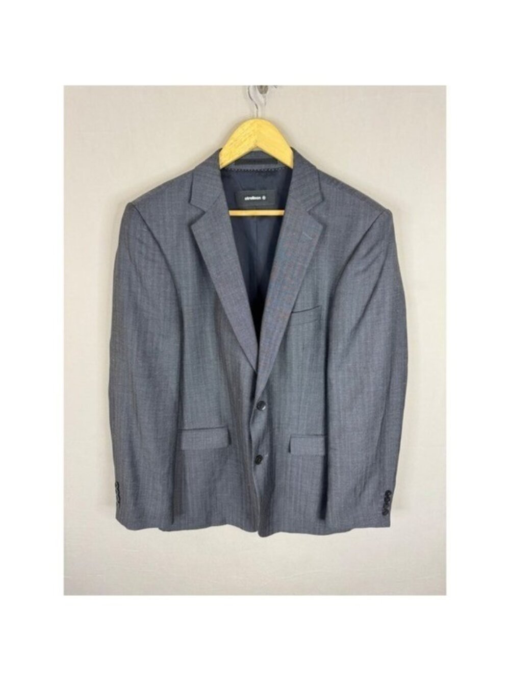 Strellson Men EU 50 Men 40-42 Grey Herringbone Wool Linen Silk Blazer Sport Coat